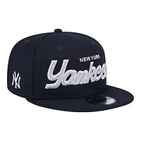 New York Yankees Navy Script Wordmark New Era 9FIFTY Snapback Hat