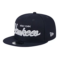 New York Yankees Navy Script Wordmark New Era 9FIFTY Snapback Hat