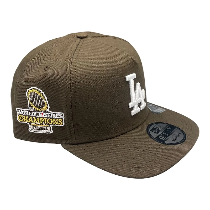 Los Angeles Dodgers Walnut 2024 WS Champions Patch New Era 9FIFTY A-Frame Snapback Hat