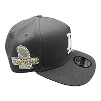 Los Angeles Dodgers Graphite 2024 WS Champions Patch New Era 9FIFTY A-Frame Snapback Hat
