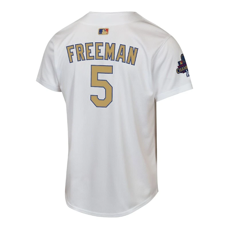 Youth Los Angeles Dodgers Freddie Freeman 2025 Gold Collection Nike Limited White Home Player Jersey