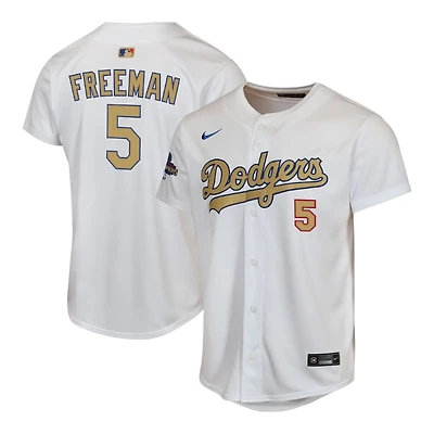 Youth Los Angeles Dodgers Freddie Freeman 2025 Gold Collection Nike Limited White Home Player Jersey