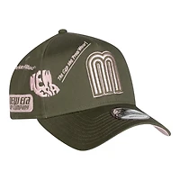 Mexico Pink on Olive Anniversary New Era 9FORTY A-Frame Snapback Hat