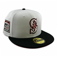 Seattle Mariners Optic White and Black 40th Anniversary Patch Red UV New Era 59FIFTY Fitted Hat