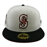 Seattle Mariners Optic White and Black 40th Anniversary Patch Red UV New Era 59FIFTY Fitted Hat