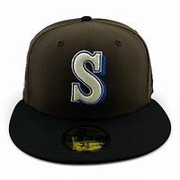 Seattle Mariners Walnut and Black 35 Years Patch Gray UV New Era 59FIFTY Fitted Hat