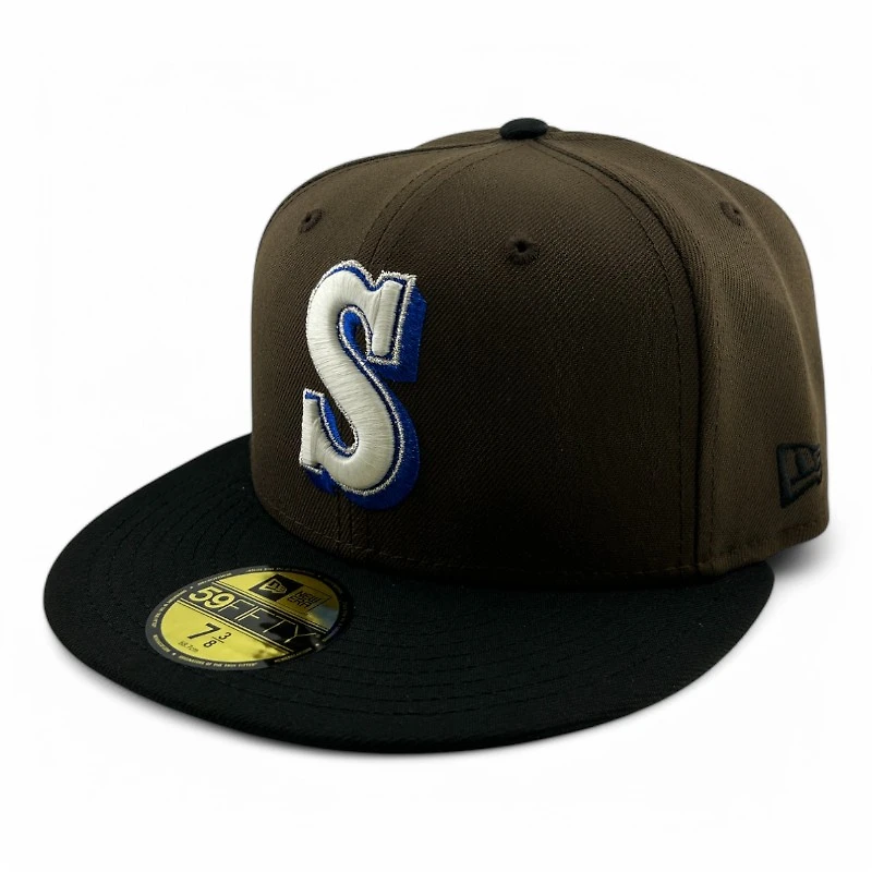 Seattle Mariners Walnut and Black 35 Years Patch Gray UV New Era 59FIFTY Fitted Hat