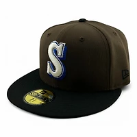 Seattle Mariners Walnut and Black 35 Years Patch Gray UV New Era 59FIFTY Fitted Hat