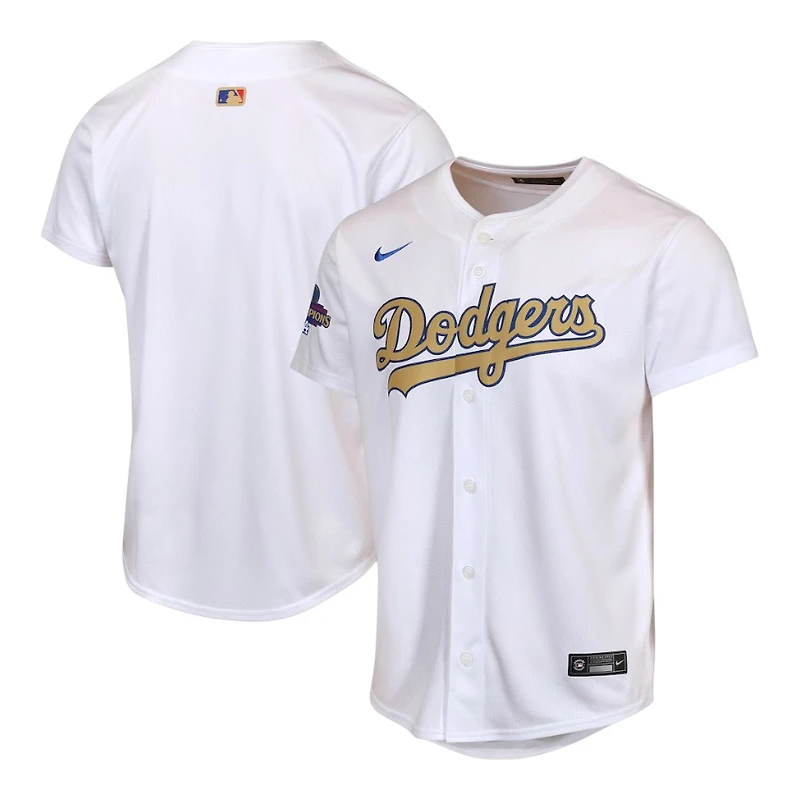 Youth Los Angeles Dodgers 2025 Gold Collection Blank Nike Limited White Home Player Jersey