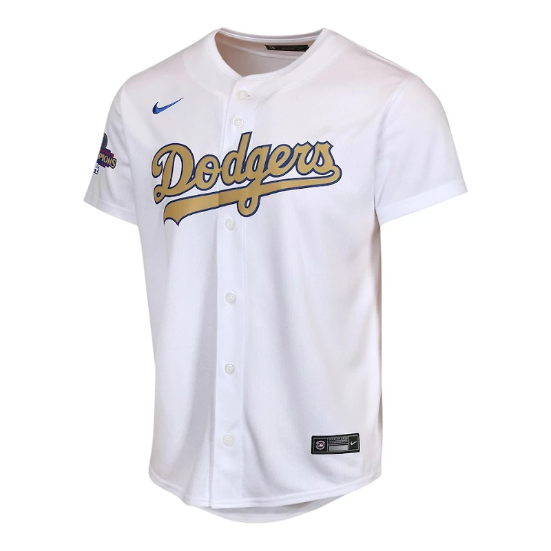Youth Los Angeles Dodgers 2025 Gold Collection Blank Nike Limited White Home Player Jersey