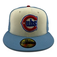 Chicago Cubs Cream and Light Blue Alternate Logo Custom Patch Red UV New Era 59FIFTY Fitted Hat