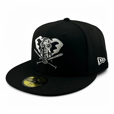 Oakland Athletics White on Black Green UV New Era 59FIFTY Fitted Hat