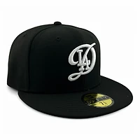 Los Angeles Dodgers White on Black Icy Blue UV New Era 59FIFTY Fitted Hat