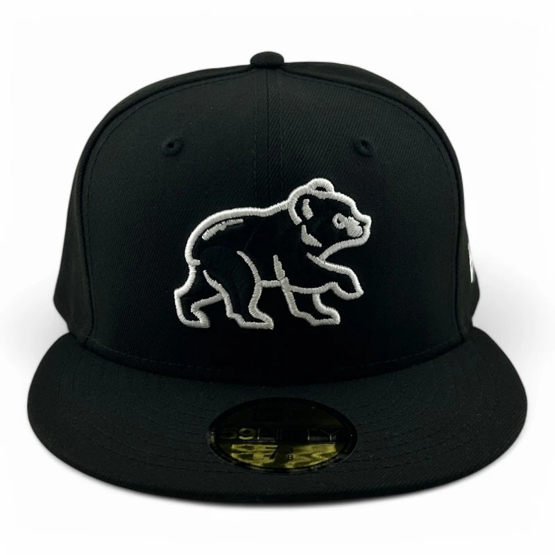 Chicago Cubs White on Black Red UV New Era 59FIFTY Fitted Hat