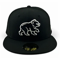 Chicago Cubs White on Black Red UV New Era 59FIFTY Fitted Hat