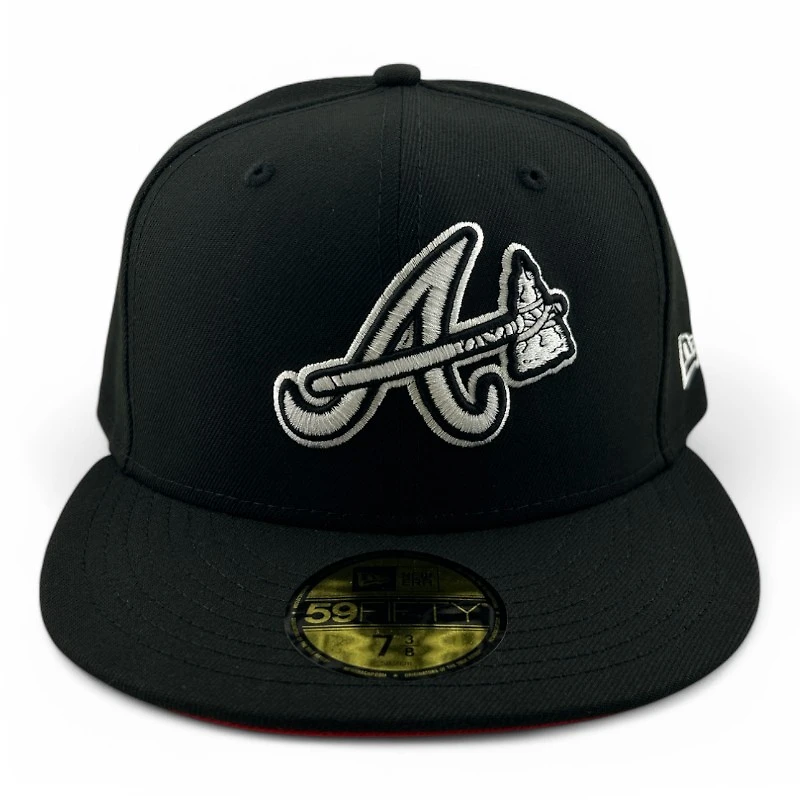 Atlanta Braves White on Black Red UV New Era 59FIFTY Fitted Hat