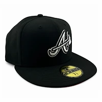 Atlanta Braves White on Black Red UV New Era 59FIFTY Fitted Hat