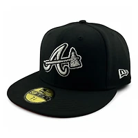 Atlanta Braves White on Black Red UV New Era 59FIFTY Fitted Hat