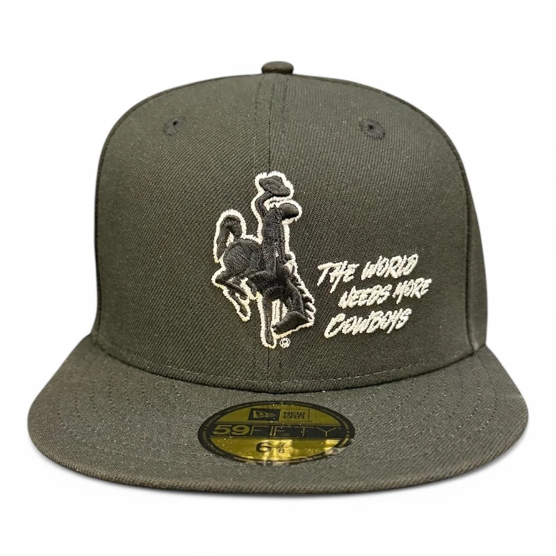 Wyoming Cowboys Black Front Script 7220 Patch Gray UV NCAA New Era 59FIFTY Fitted Hat