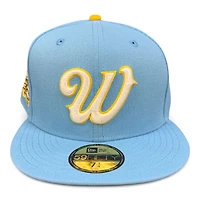 Wyoming Cowboys Light Blue and Yellow 125 Year Patch Gray UV NCAA New Era 59FIFTY Fitted Hat