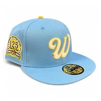 Wyoming Cowboys Light Blue and Yellow 125 Year Patch Gray UV NCAA New Era 59FIFTY Fitted Hat
