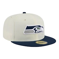 Seattle Seahawks Chrome and Navy New Era 59FIFTY Fitted Hat