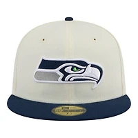 Seattle Seahawks Chrome and Navy New Era 59FIFTY Fitted Hat