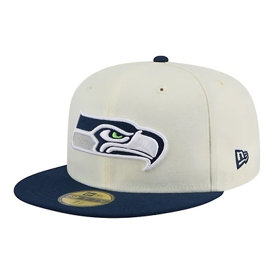 Seattle Seahawks Chrome and Navy New Era 59FIFTY Fitted Hat