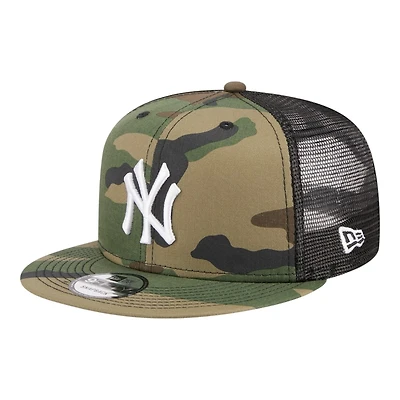 New York Yankees Woodland Camo Trucker New Era 9FIFTY Snapback Hat