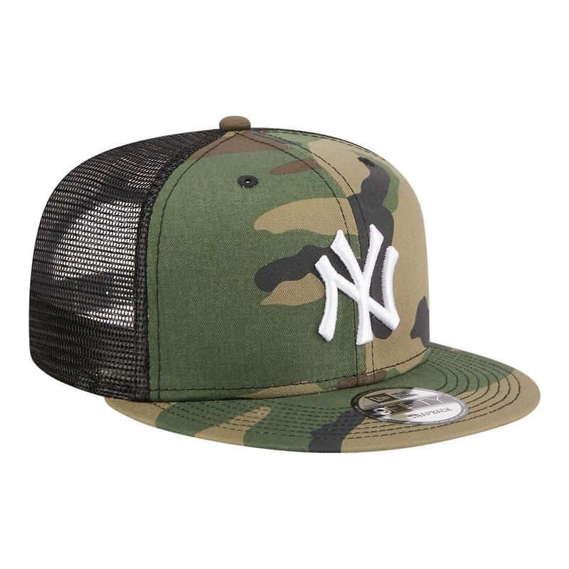 New York Yankees Woodland Camo Trucker New Era 9FIFTY Snapback Hat