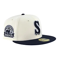 Seattle Mariners Chrome and Oceanside Blue 40th Anniversary Patch Icy UV New Era 59FIFTY Fitted Hat