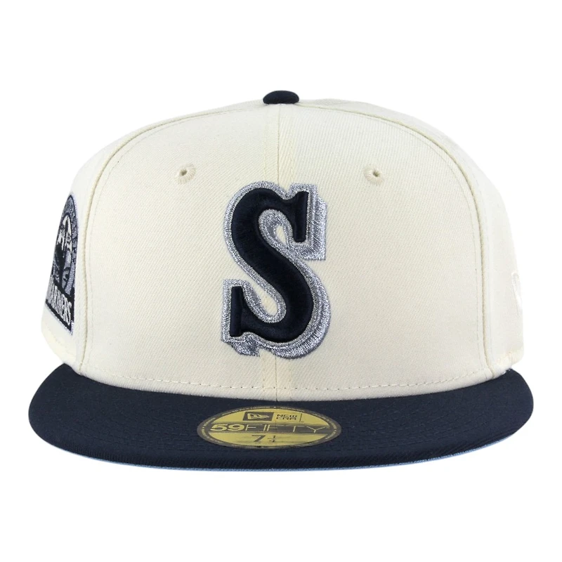 Seattle Mariners Chrome and Oceanside Blue 40th Anniversary Patch Icy UV New Era 59FIFTY Fitted Hat