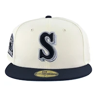 Seattle Mariners Chrome and Oceanside Blue 40th Anniversary Patch Icy UV New Era 59FIFTY Fitted Hat