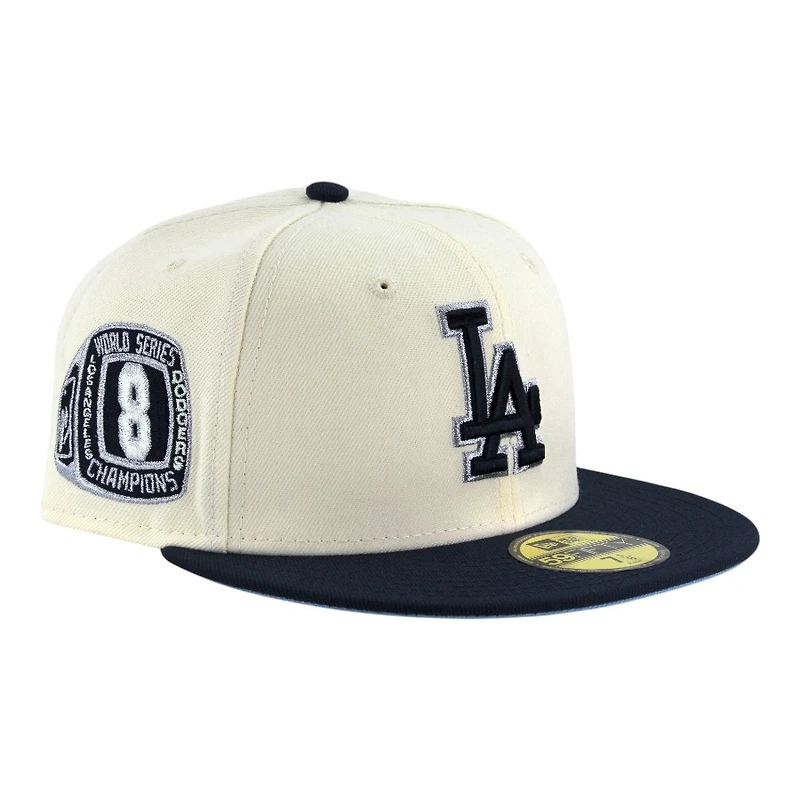 Los Angeles Dodgers Chrome and Oceanside Blue 8x WS Champs Ring Patch Icy UV New Era 59FIFTY Fitted Hat