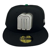 Mexico Black Repeating Silver Logo Green UV New Era 59FIFTY Fitted Hat