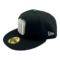 Mexico Black Repeating Silver Logo Green UV New Era 59FIFTY Fitted Hat