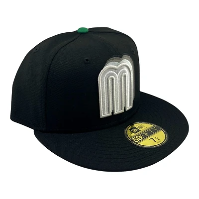 Mexico Black Repeating Silver Logo Green UV New Era 59FIFTY Fitted Hat