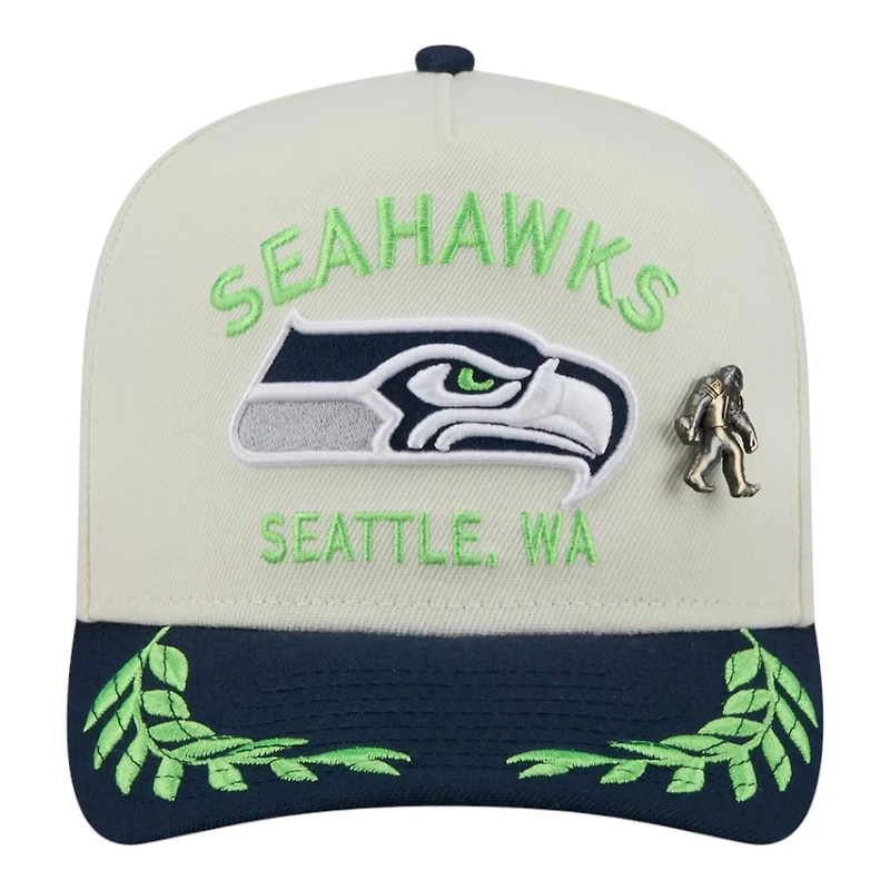 Seattle Seahawks Cream and College Navy 2025 NFL Draft New Era A-Frame 59FIFTY Fitted Hat
