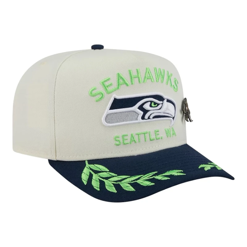 Seattle Seahawks Cream and College Navy 2025 NFL Draft New Era A-Frame 59FIFTY Fitted Hat