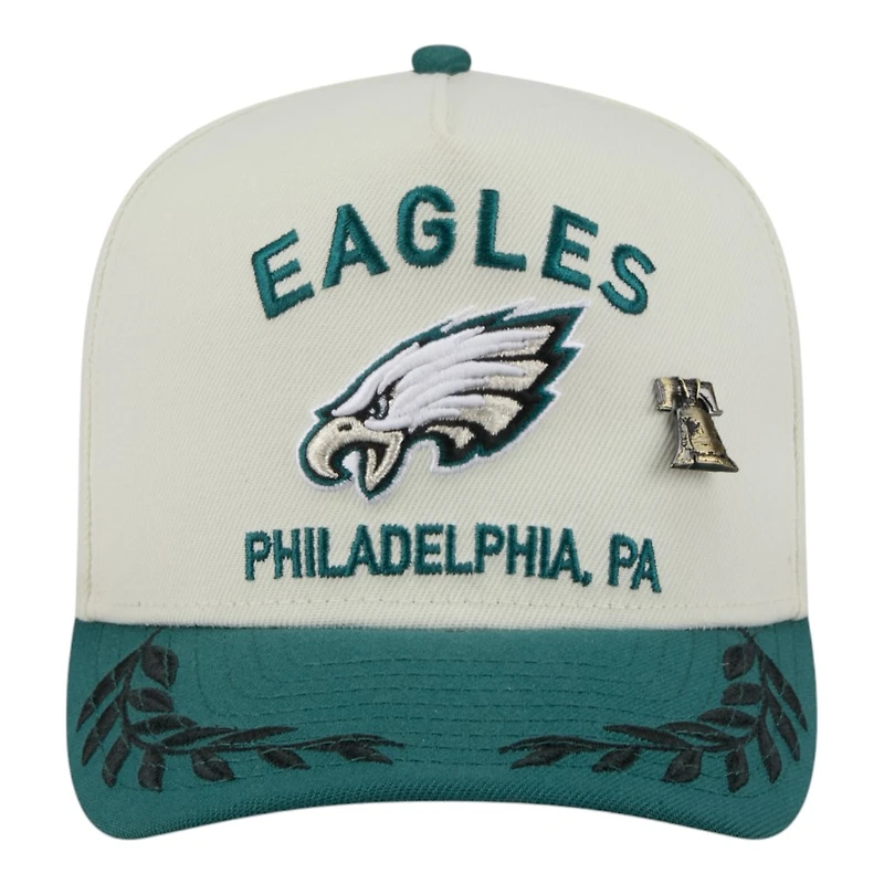 Philadelphia Eagles Cream and Midnight Green 2025 NFL Draft New Era A-Frame 59FIFTY Fitted Hat