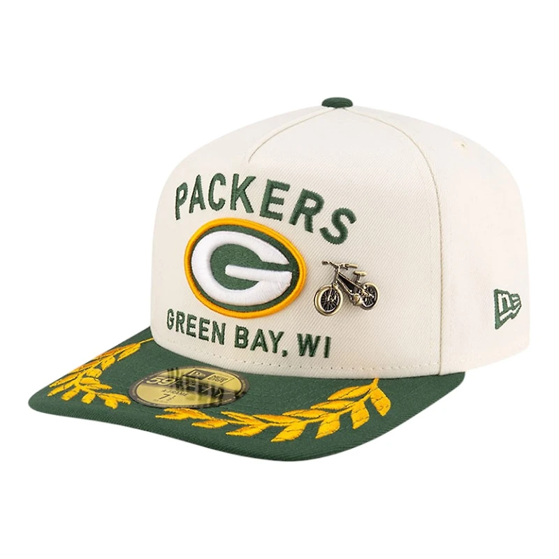 Green Bay Packers Cream and 2025 NFL Draft New Era A-Frame 59FIFTY Fitted Hat
