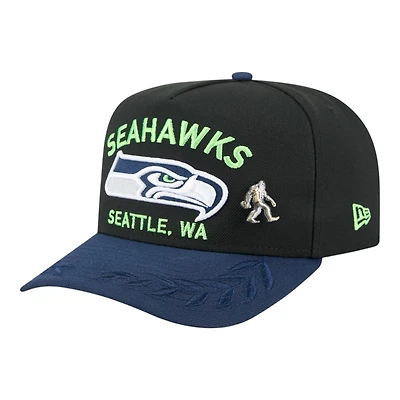 Seattle Seahawks Black and Navy 2025 NFL Draft On Stage New Era A-Frame 59FIFTY Fitted Hat