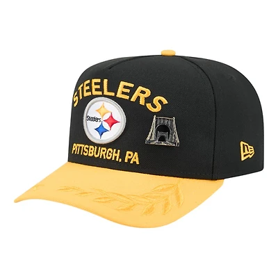 Pittsburgh Steelers Black and Yellow 2025 NFL Draft On Stage New Era A-Frame 59FIFTY Fitted Hat