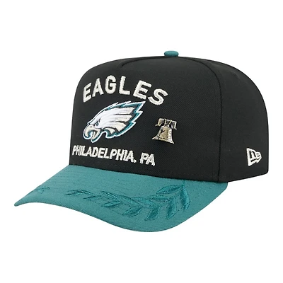 Philadelphia Eagles Black and Midnight Green 2025 NFL Draft On Stage New Era A-Frame 59FIFTY Fitted Hat