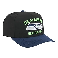 Seattle Seahawks Black and Navy 2025 NFL Draft New Era A-Frame 9FIFTY Snapback Hat