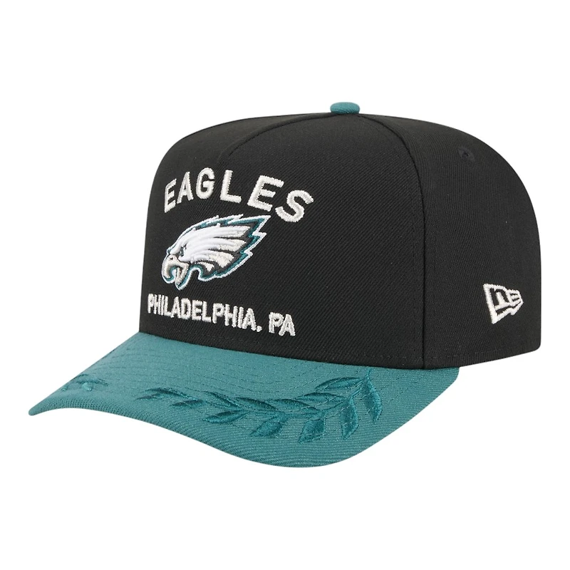 Philadelphia Eagles Black and Midnight Green 2025 NFL Draft New Era A-Frame 9FIFTY Snapback Hat