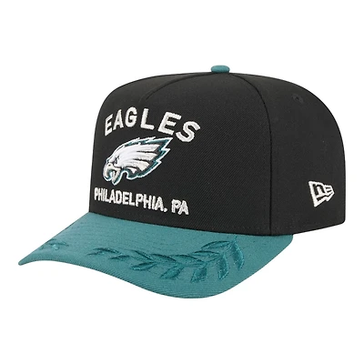 Philadelphia Eagles Black and Midnight Green 2025 NFL Draft New Era A-Frame 9FIFTY Snapback Hat