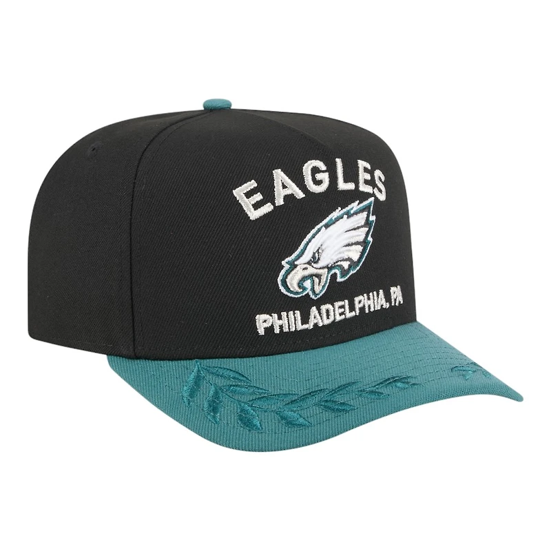 Philadelphia Eagles Black and Midnight Green 2025 NFL Draft New Era A-Frame 9FIFTY Snapback Hat
