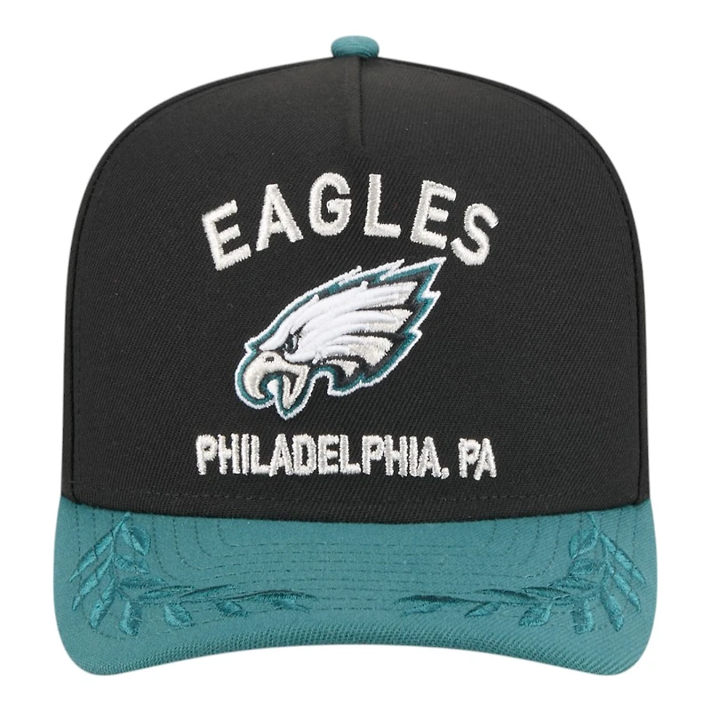 Philadelphia Eagles Black and Midnight Green 2025 NFL Draft New Era A-Frame 9FIFTY Snapback Hat