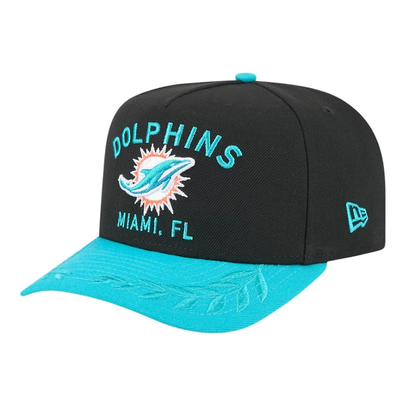 Miami Dolphins Black and Aqua Teal 2025 NFL Draft New Era A-Frame 9FIFTY Snapback Hat